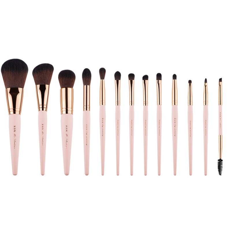 Juego de brochas de maquillaje de gama alta 13 Uds brocha para base y polvos sombra de ojos pincel de labios cepillo de base plana Kit de herramientas cosméticas de