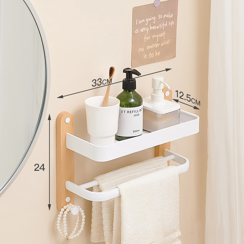 Estantes cuadrados, estante de almacenamiento de artículos de baño, estante de almacenamiento de cocina montado en la pared individual/doble, accesorios de baño de madera/aluminio: Verde