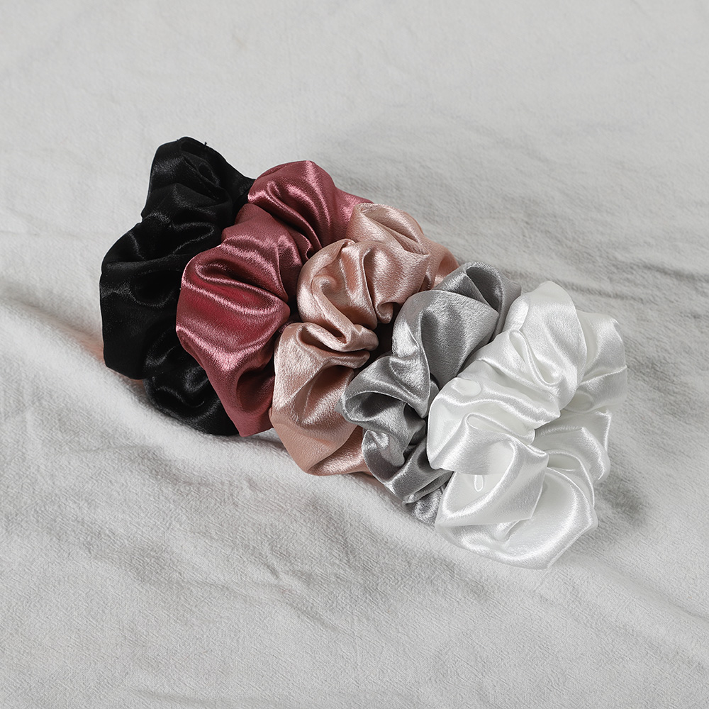 5 unids/lote, diadema de satén de seda a la , banda para el cabello de goma elástica grande, coleta para mujeres y niñas, accesorios para lazos para el cabello: YELLOW