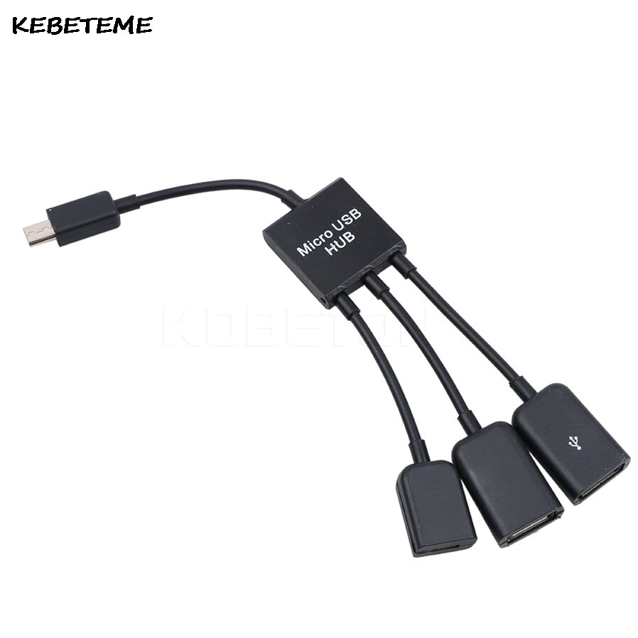 Kebeteme 3 in 1 mannelijke naar vrouwelijke dubbele micro usb 2.0 host otg hub adapterkabel usb splitter voor samsung