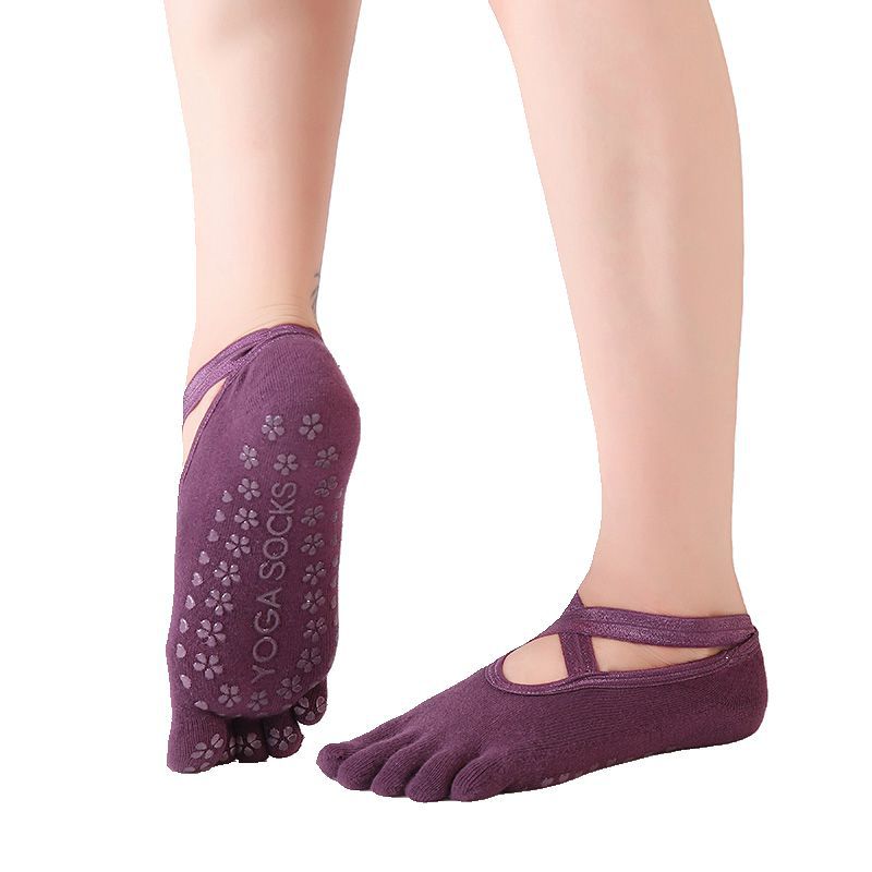 Katoen Cross Riem Yoga Sokken Professionele Antislip Plastic Yoga Sokken Zachte Fitness Vijf-Vinger Sokken