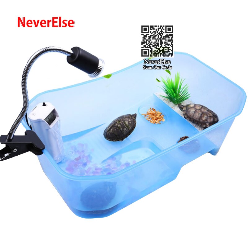 Small Tank For Reptile Habitat Turtle Tortoise Vivarium Box with Basking Ramp Aquarium Tank Climb Ramp Breeding Box, 25x17x11cm