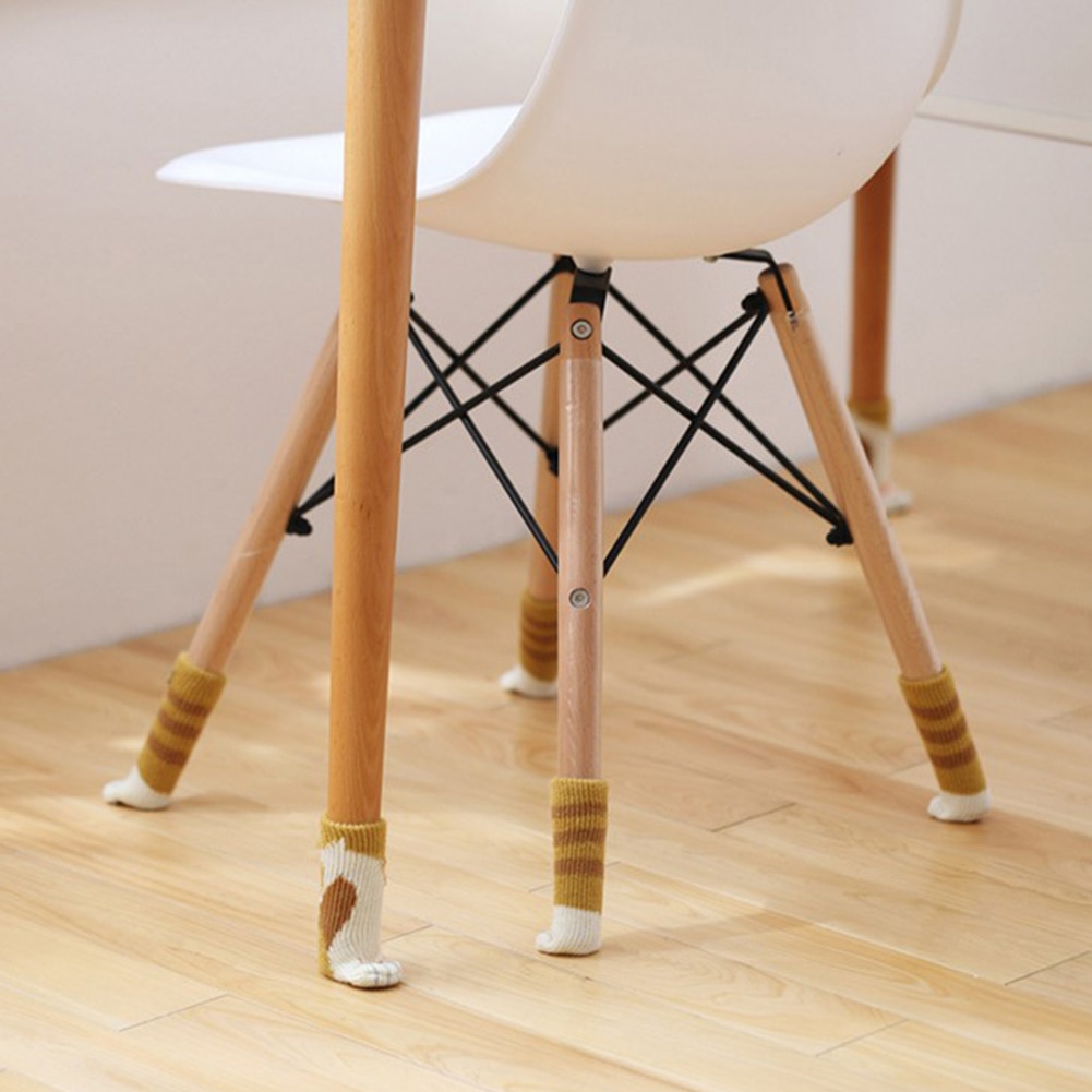 4 pièces chaussons de chaise manchon chaises tricotées jambes couverture pattes de chat chaises de protection jambe chaussettes Table étage antidérapant protecteur