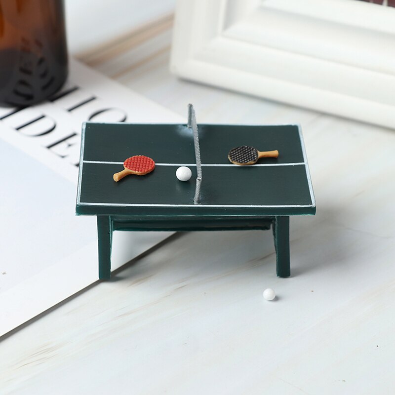 1/12 Poppenhuis Pingpong Bal Mini Ping Pong Tafel Met Ballen Rackets Poppenhuis Decoratie