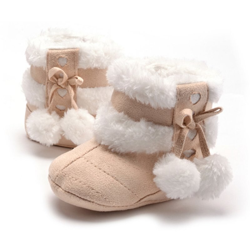 Winter Baby Laarzen Zachte Pluche Bal Laarsjes Voor Baby Meisjes Anti Slip Sneeuw Boot Warm Houden Crib Schoenen 0-18M