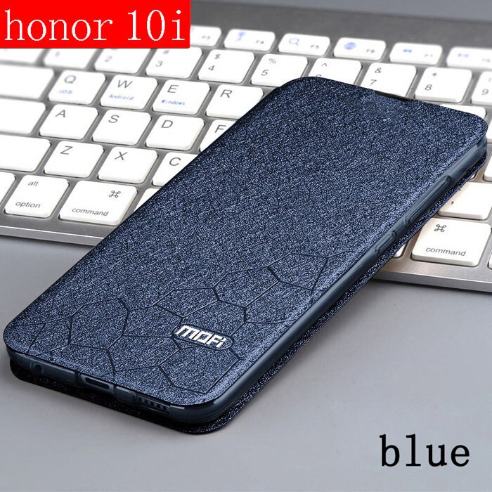 Case Voor Huawei Honor 10i Cover Flip Leather Book Pu Mofi Luxe Soft Silicon Capa Glitter Dunne Huawei HRY-LX1T Honor 10I Case: blue