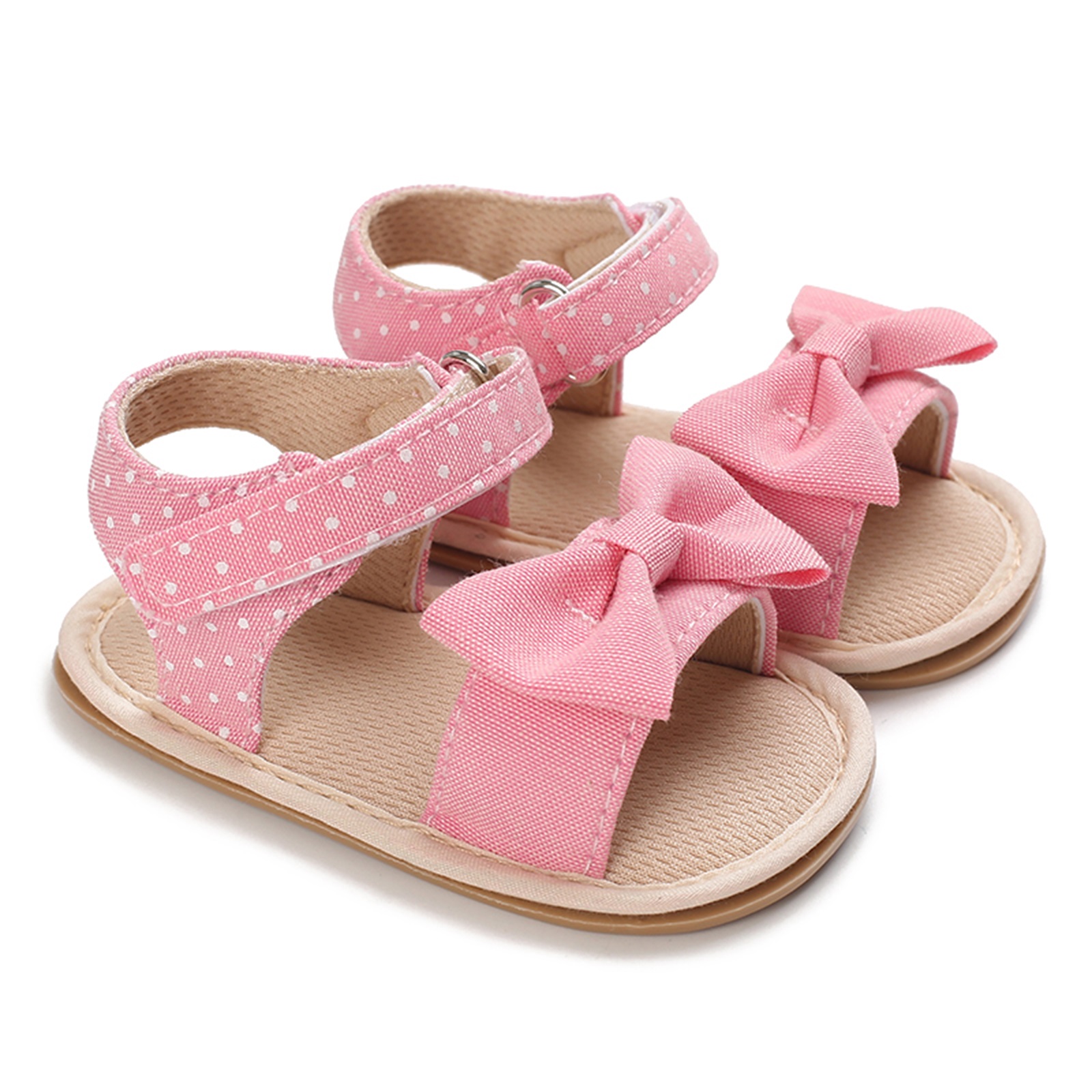 Pudcoco Neugeborenen Anti-Unterhose Sandalen Baby Mädchen Weiche Sohle Punkt drucken Bogen Erste Wanderschuhe 0-18Monate: B / 13-18 Monate