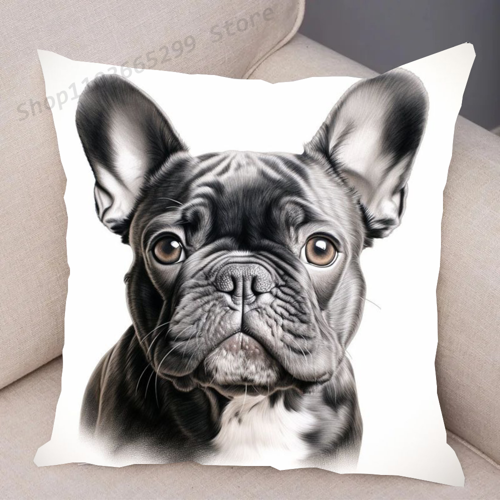 Niedlicher Haustier-Kissenbezug mit französischer Bulldogge, Kissenbezug, Sofa-Kissenbezug, Raumdekoration