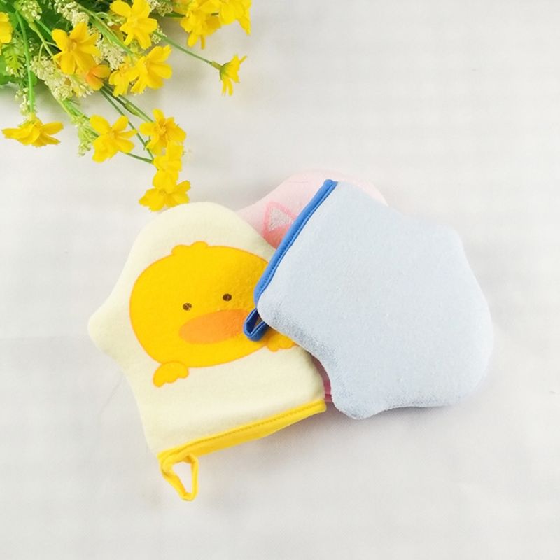 Guante de algodón supersuave con dibujos animados para bebé, cepillo para ducha de baño, estampado de animales, esponja para frotar, Bola de toalla