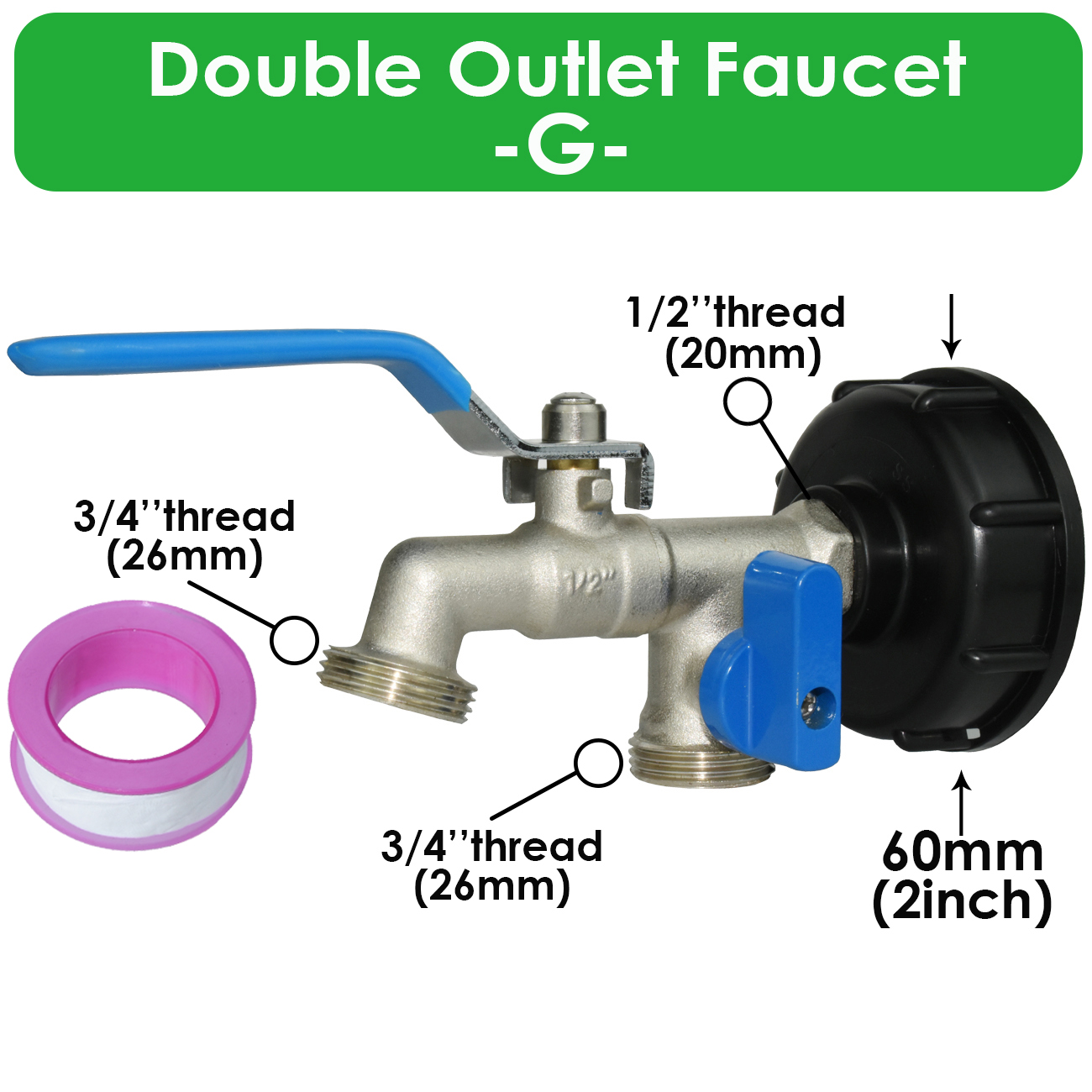 IBC Brass Tap Adapter Replacement S60 Water Tank 1/2'' Coupling Connecter Coarse Thread Garden Home Repair Valve Fitting Faucet: Yellow