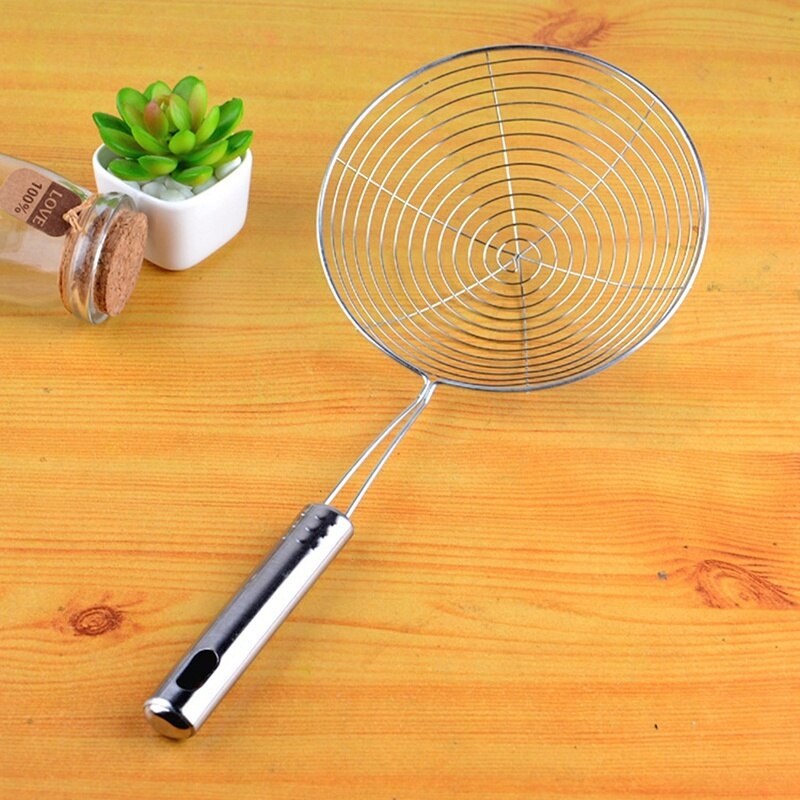 Escurridor sólido para freír patatas fritas, cucharón de acero inoxidable, utensilio de cocina
