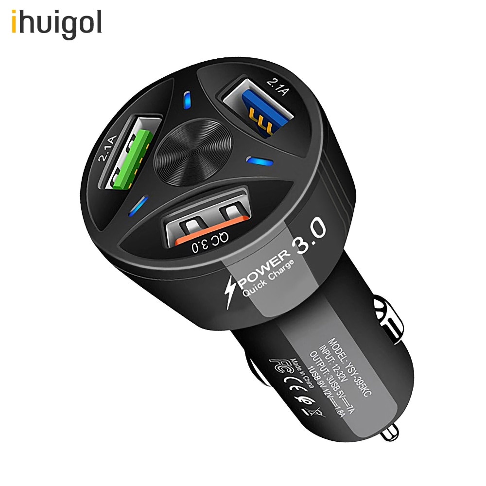 Ihuigol-cargador USB 7A para coche, cargador de coche con 3 puertos de carga rápida QC3.0 para iPhone, Xiaomi, Samsung, Huawei, adaptador de teléfono móvil de carga rápida para coche