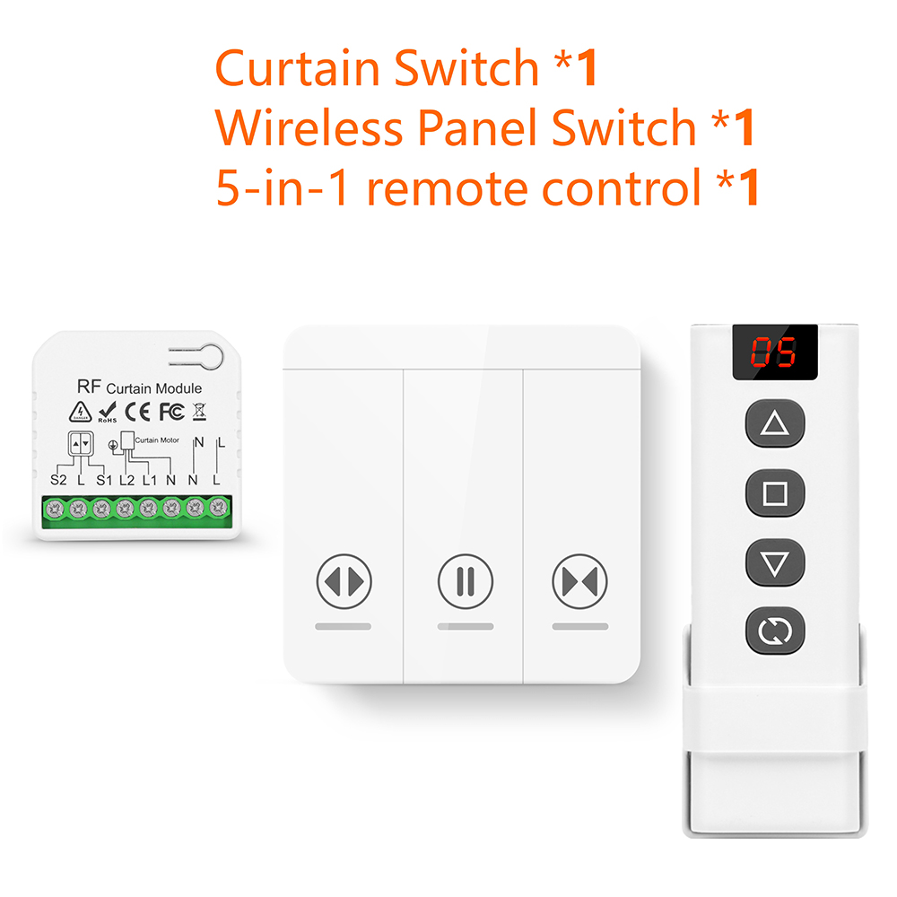 433Mhz Curtain Roller Shutter Wireless Switch and 5-in-1 Transmitter 110V 220V RF Module for Remote Control Blind/Awning/Motor: green