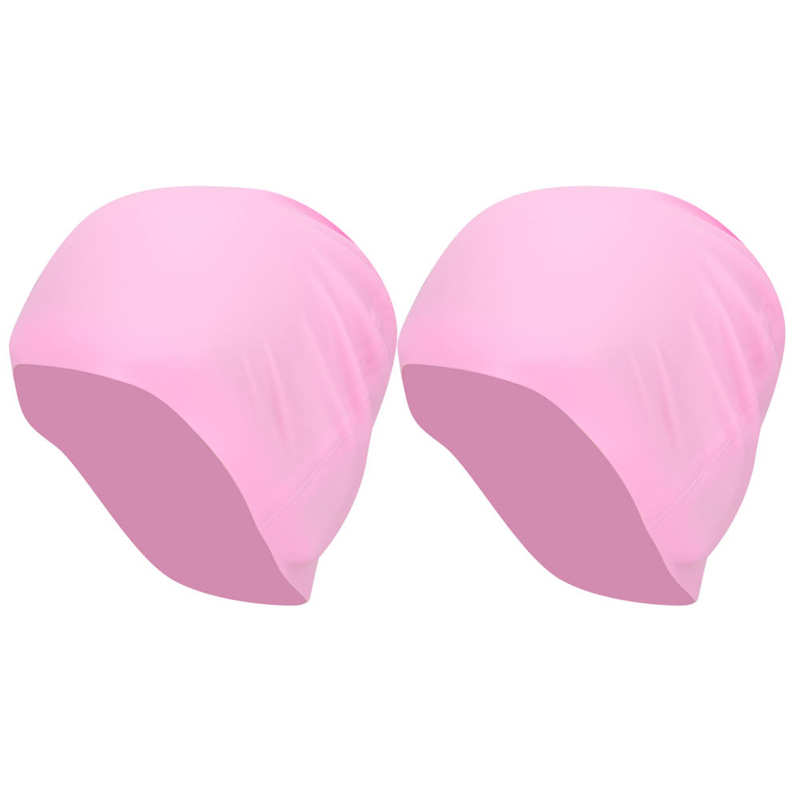 2pcs Unisex Swimming Hat Adult Swimming Cap Silicon Swimming Pool Cap Swim Pool Hat Waterproof Swim Hat Diving: Pink