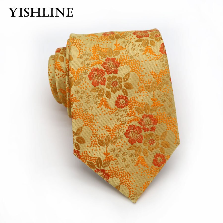 Gul klassisk 100%  silke herre slips forskellige mønstrede slips 8cm slips orange til mænd formel forretnings bryllupsfest gravatas: Kt181