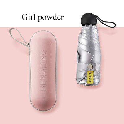 Mini sombrilla plegable para mujer, protección solar Anti-UV UPF50 + paraguas de bolsillo con pegamento de titanio plata: Girl Powder