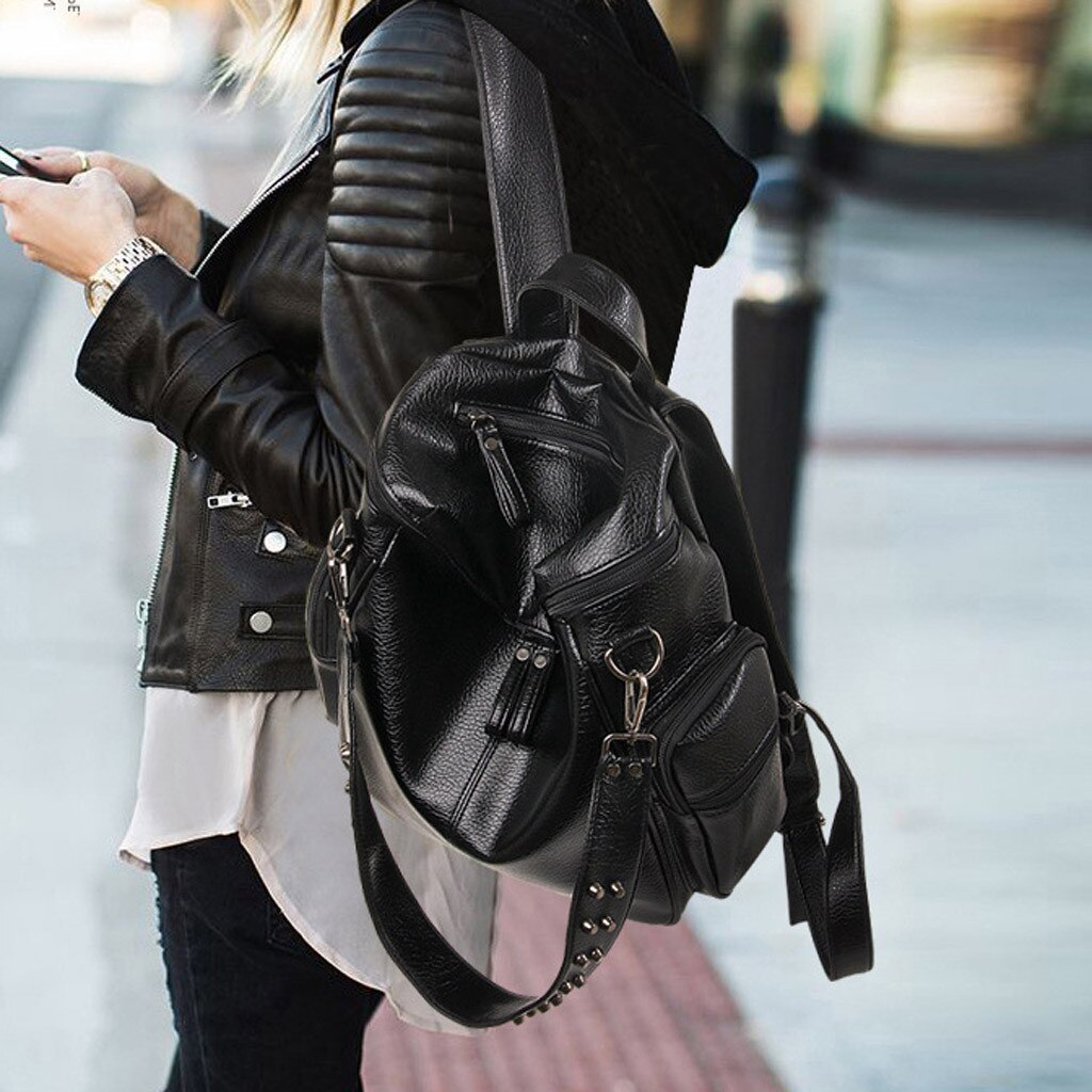 Femmes sac à dos décontracté dame solide en cuir PU sac à dos doux au toucher petit sac à dos adolescent sacs Feminima Mochila # D