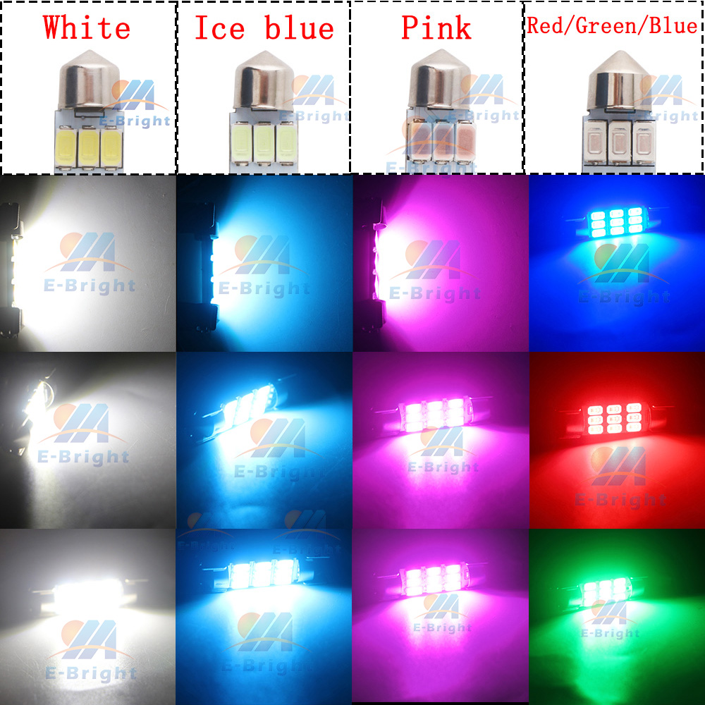 Bombilla de festón LED para coche, luz de lectura Canbus 5630 6 9 SMD, 12V, 31mm, 36mm, 39mm, 41mm, compartimento de equipaje, blanco, rojo, azul hielo, rosa, 2 uds.