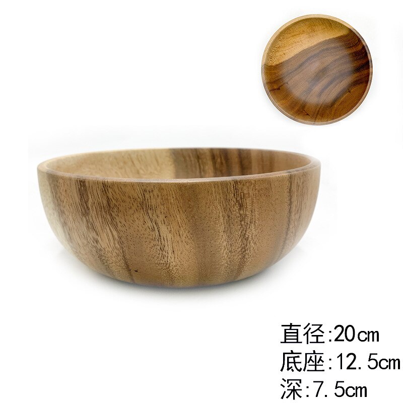 18cm akaasia puinen kulho sakeutettu riisi salaattikeitto ramen ruokakulho ravintola astiasto puinen kulho japanilainen kiinalainen korealaiseen tyyliin: 20cm