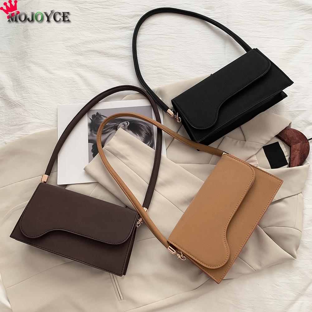 Frauen Unterarm Tasche retro matt PU Leder Einfarbig Damen Handtaschen Beliebte Einfache Weibliche Täglich Tasche