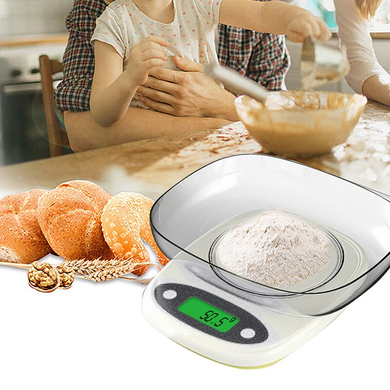 Balanza Digital Premium de 7kg/1g 3kg balanza electrónica LED retroiluminada pantalla Digital Balanza de alimentos 0,1g Oval