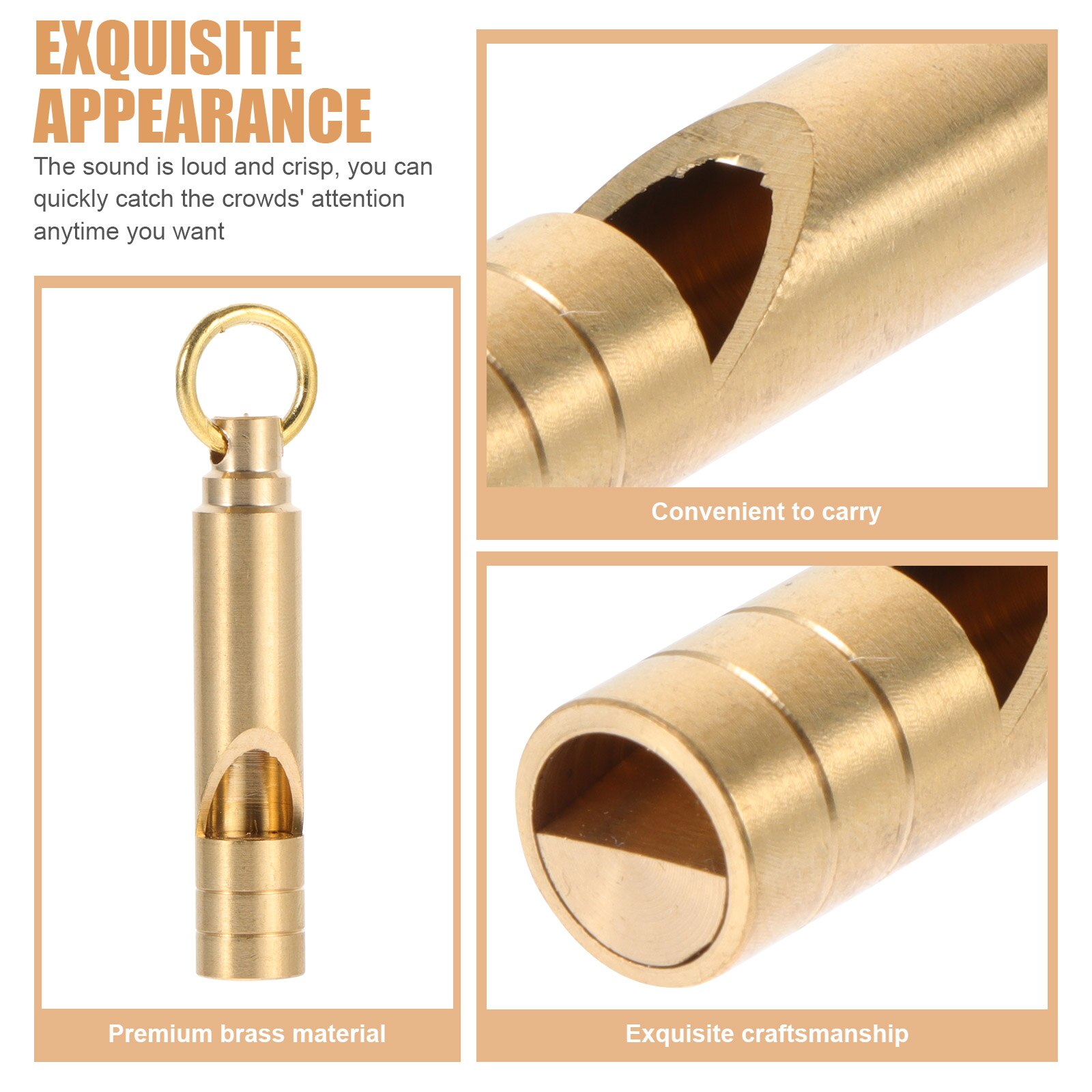 2Pcs Brass Whistle First Aid Whistle Metal Whistle Pendant Outdoor High Pitch Whistle
