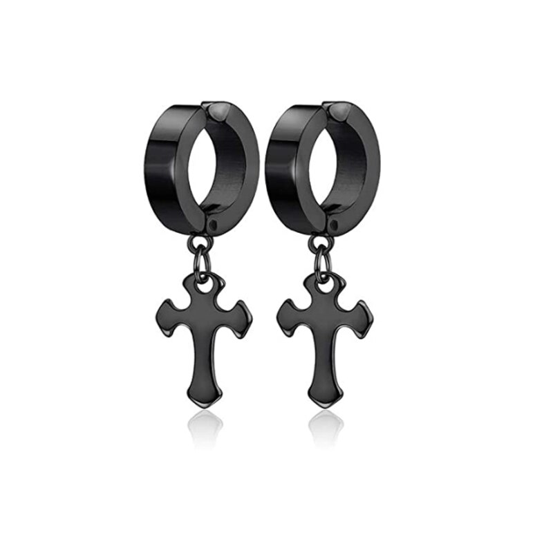 9 Pairs Rvs Hoepel Oorbellen Mannen En Vrouwen Oor Clips Huggie Niet-Geperforeerde Magnetische Oorbellen Set: StyleA-Black-1pairs