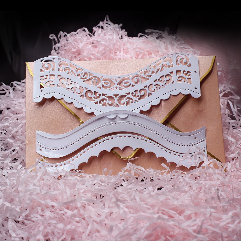 Lace Edge Metal Cutting Dies Mold Embossing Curved Wavy Border Scrapbooking Stencil Paper Card Making DIY Christmas Card Decor