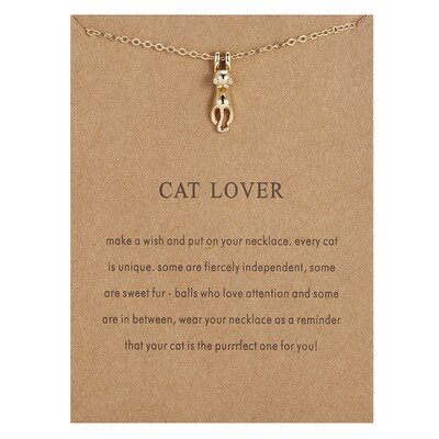 Authentieke Legering Cat Lover Papieren Kaart Animal Footprint Liefde Hart Ketting Voor Vrouwen Diy Sieraden: cat gold