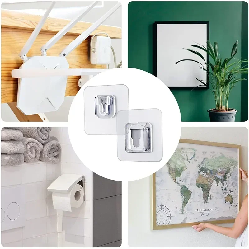 Doppelseitige selbstklebende Wandhaken, transparenter doppelseitiger Haken für Küche, Badezimmer, Aufhänger, Stecker, Sauger, Halter, Organizer