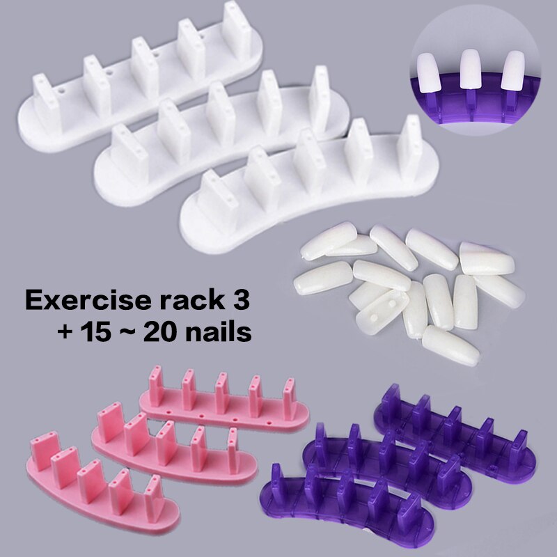 3pcs Nail Tips Training Practice Stand Display Holders DIY Nail Sticker Display Frames Manicure Tools with15-20 pcs Nail Tips