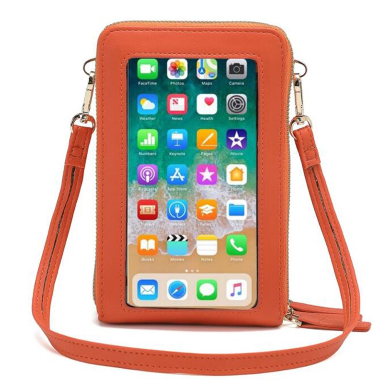 Bolso multifunción para teléfono móvil, bandolera transparente con correa para el hombro, para el pecho, monedero, bandolera de mujer: Orange