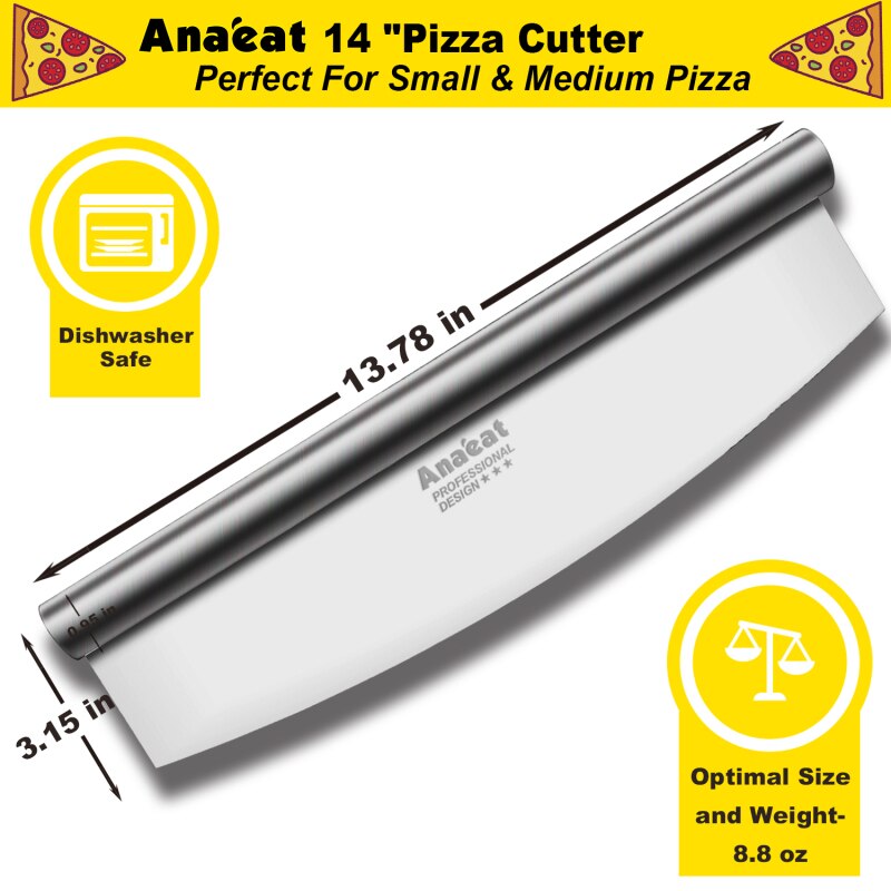 ANAEAT 1pc Pizza Cutter Sharp Rocker Blade Premium Stainless Steel Rocking Pizza Knife Pastry Chopper