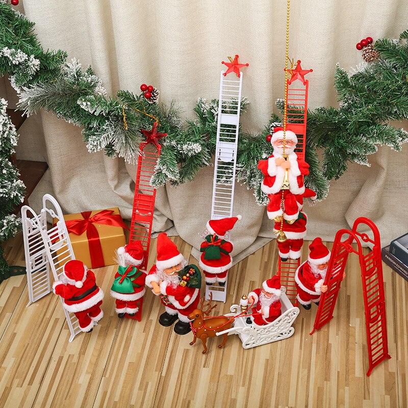 Weihnachten Baum Dekoration Santa Claus Elektrische Leiter Klettern Spielzeug Elch Musik Spielzeug Für freundlicher Party Weihnachten Frohes Neues Jahr