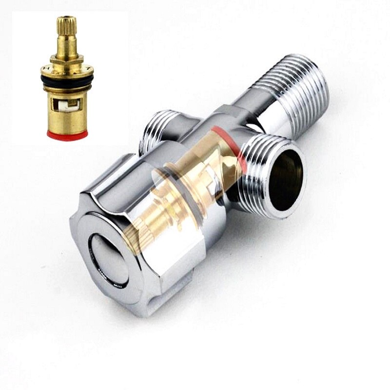 Double Outlet Angle Valve Kitchen Bathroom Accessories copper G1/2