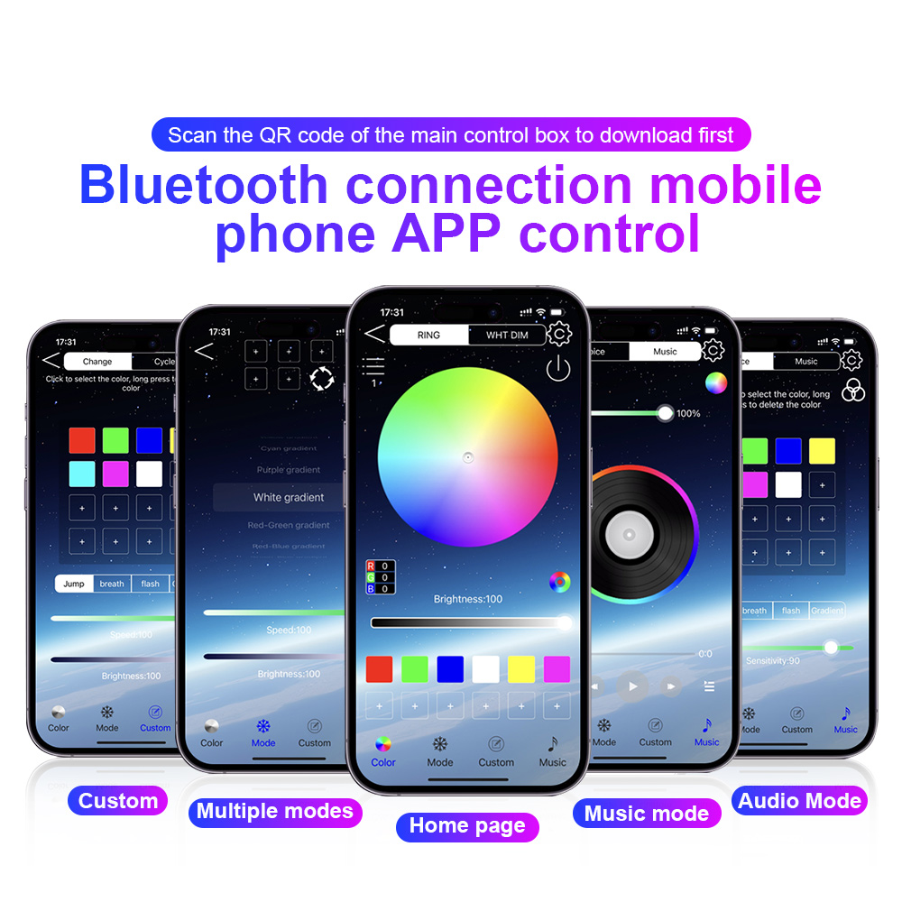 Luz LED ambiental Universal para Interior de coche, sinfonía FullColor Streamer RGB, 64 colores, tira acrílica oculta, decoración, lámpara de ambiente