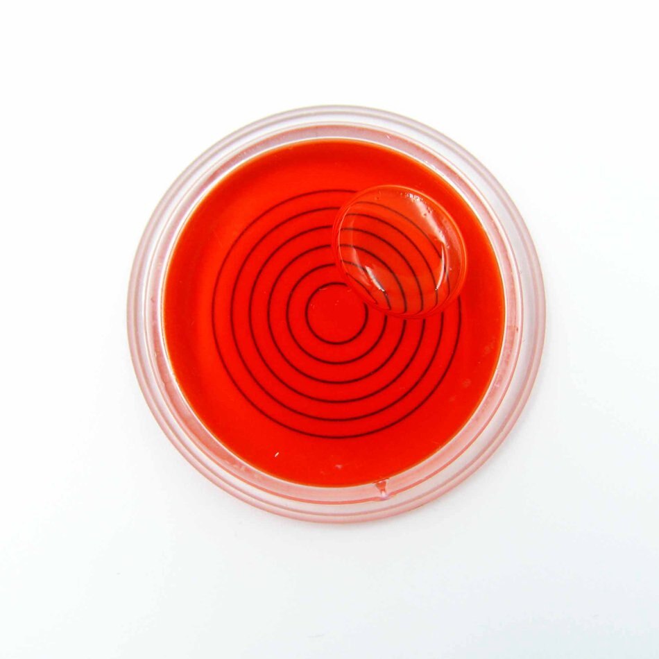 HACCURY 44*10MM Glass Level bubble Bullseye Bubble Level Spirit Red Color Accuracy 90'/2mm
