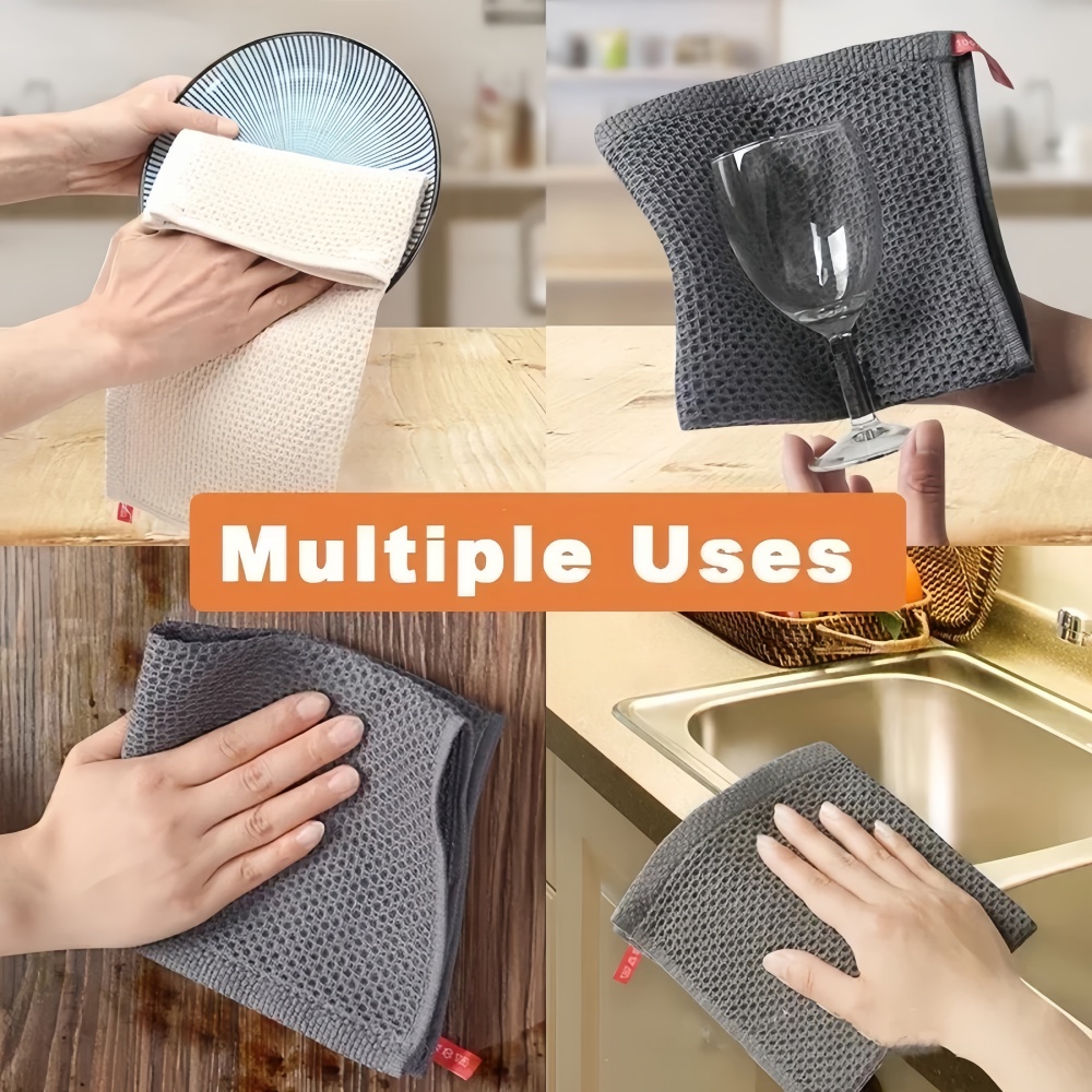 2/6 pièces nid d'abeille 100% coton torchon serviette douce absorbante serviette à main séchage rapide maison cuisine efficace chiffon de nettoyage outils