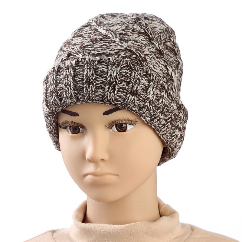 Bufandas calientes de invierno para bebés y sombreros para niños, además de terciopelo Think Knitting Hat gorros con bufanda para niñas gorras para niños sombreros para niños bufanda Cap: Hat Khaki