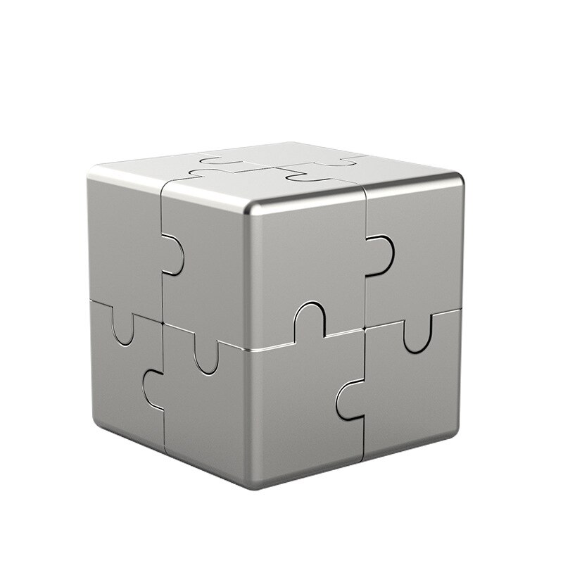 Spinner de cubo magnético, juguete antiestrés, cubo de Metal Infinity, cubo portátil, descomprimir, relajar, juguetes para niños, adultos inquietos, Spinner: silver