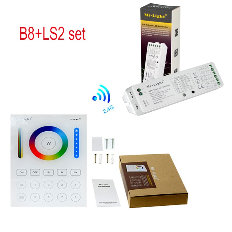 Milight Draadloze LS2 5IN1 Smart Led Controller B8 Wandmontage Touch Panel Controle Rgb Cct Led Strip 8 Zone rf Afstandsbediening