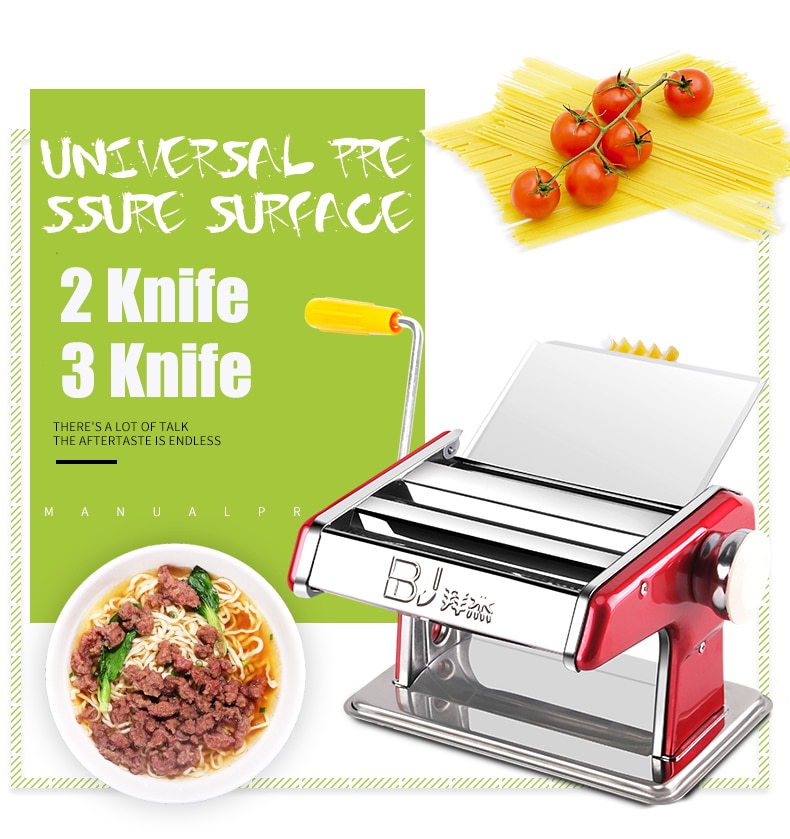 Rustfrit stål pasta elektrisk manuel dobbelt brug nudelmaskine håndlavet spaghetti nudler pressemaskine rulle dejskærer
