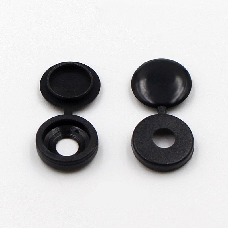 50pcs Plastic Conjoined Screw Cover Folding Screw Hole Cover with Cap Furniture Screw Bolts Beautification Decorative Buckle: black