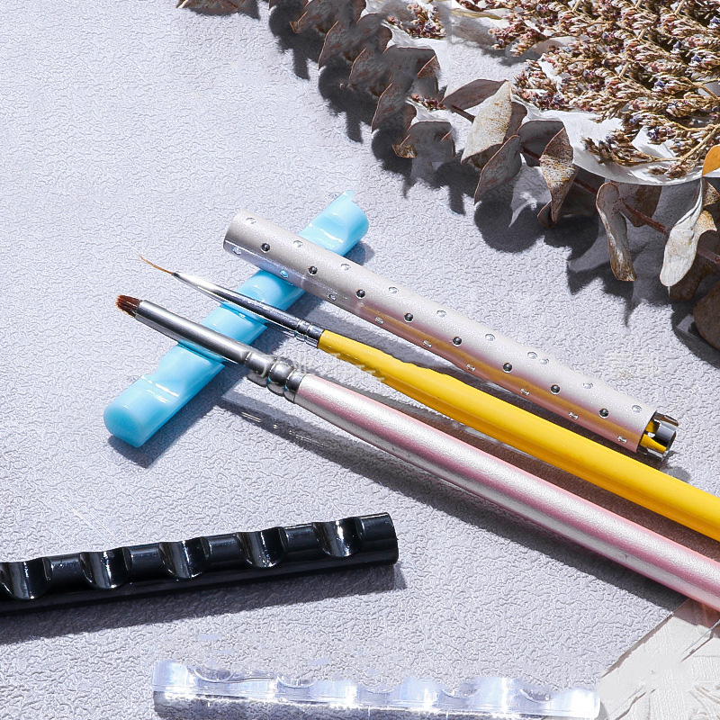 1 st nagelkonstborstehållare stativ med 5 rutnät nagelmålningspennhållare manikyrpennhållare stativ hylla akryldisplay manikyrverktyg