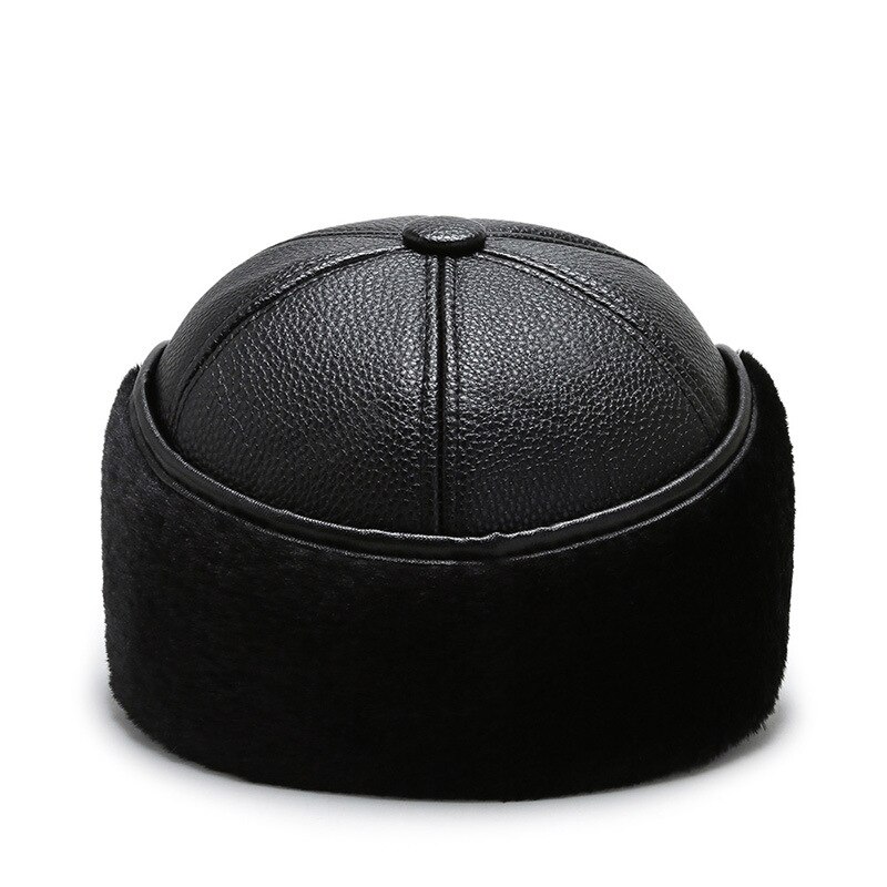 [northwood] sort pu læder vinter hatte snapback øreklap baseball kasket til mænd udendørs plus fløjl fortykning herre kasketter