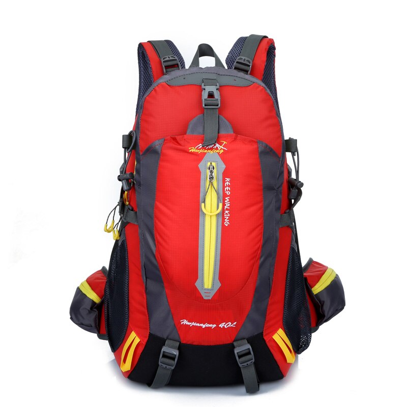 Udendørs rygsæk 40l rejser klatring rygsække vandtæt rygsæk bjergbestigning taske nylon camping vandrerygsæk: Rød