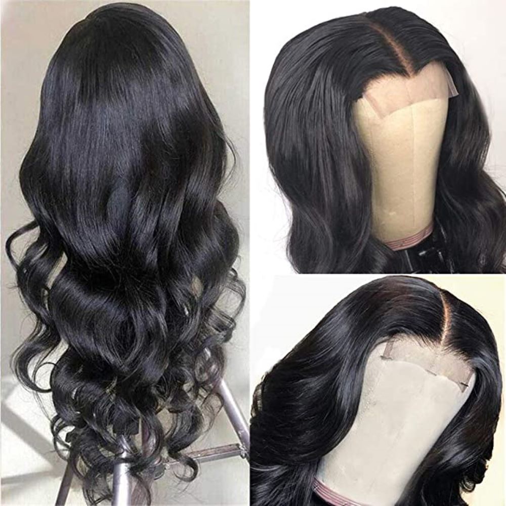 DOROSY HAIR Long Body Wave Synthetic Lace Front Wigs for Black Women Heat Resistant Fiber Natural Black Color Wigs