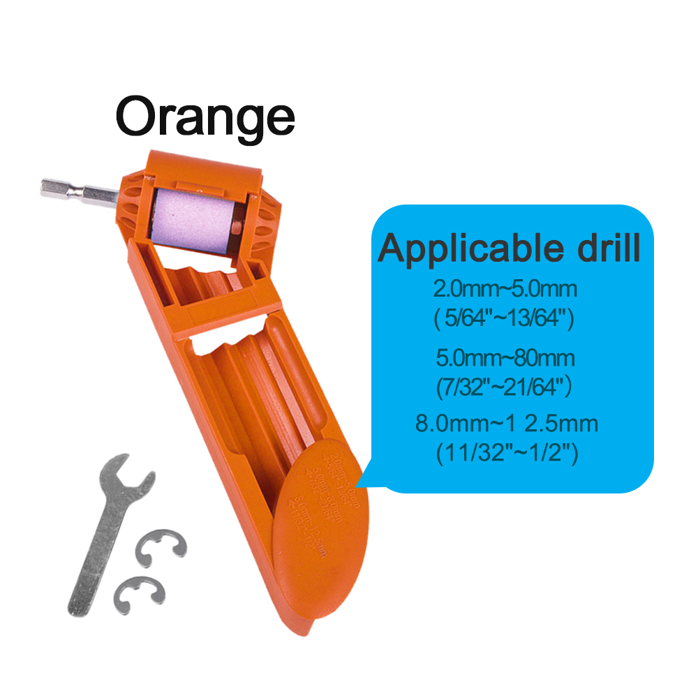 2.0-12.5mm/Set Drill Bit Sharpener Portable Corundum Grinding Grinder Quick Install Tools Hand Drill Modification: Orange and 1 Stones
