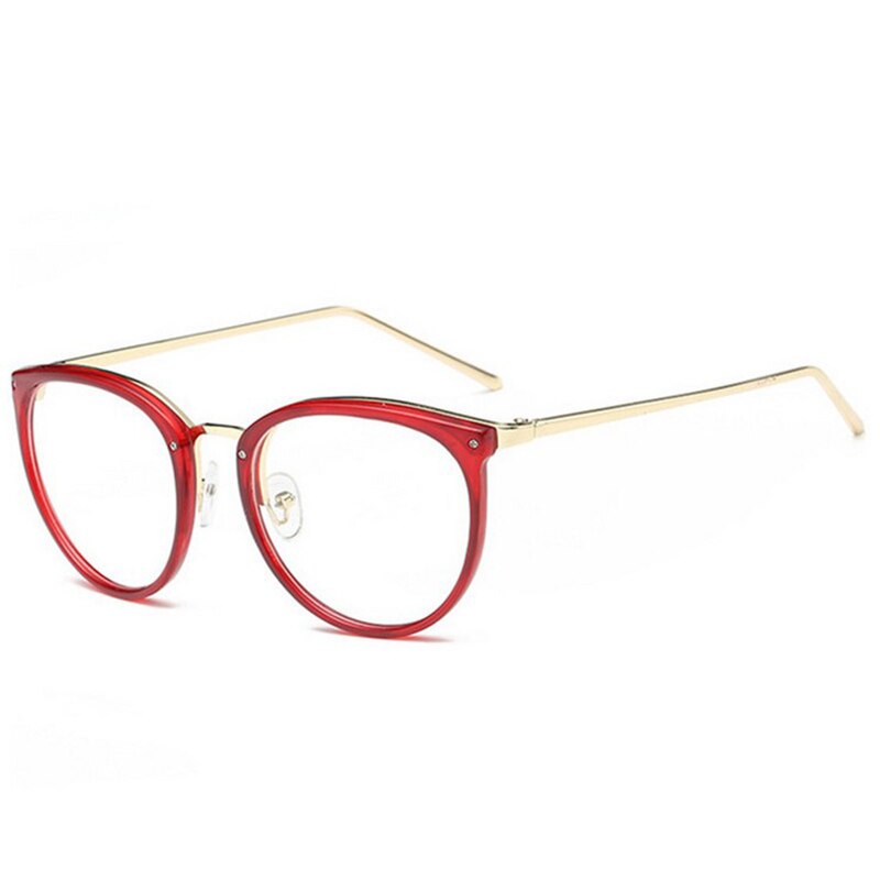 #39 optiske gjennomsiktige briller kvinner nærsynthet briller innfatning metall briller klare linser kvinners briller: Rød