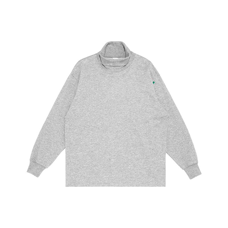 20fw topp tröja i ren färg 100%  bomullströjor med turtleneck dam män casual sweatshirts: Grå / L